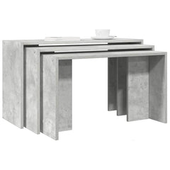Stablebord 3 stk betonggrå konstruert tre