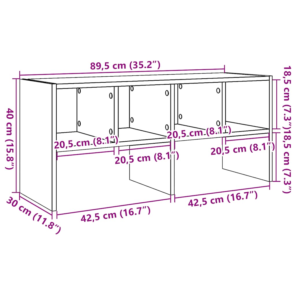 Skostativ stablebar sonoma eik 89,5x30x40 cm