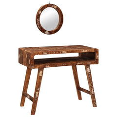 Sminkebord med hylle Brun 90 x 76 x 45 cm Solid gjenvunnet tre
