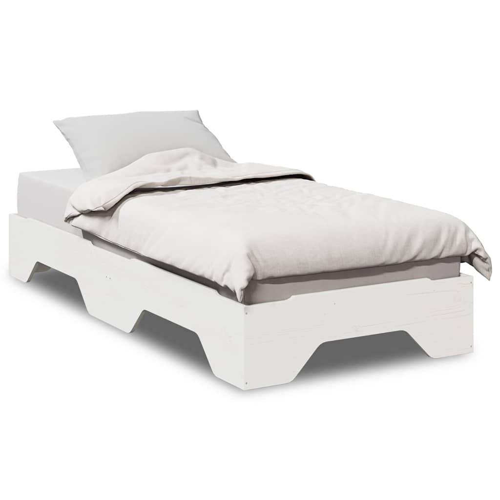 Sengeramme uten madrass stablebare hvit 75x190 cm heltre