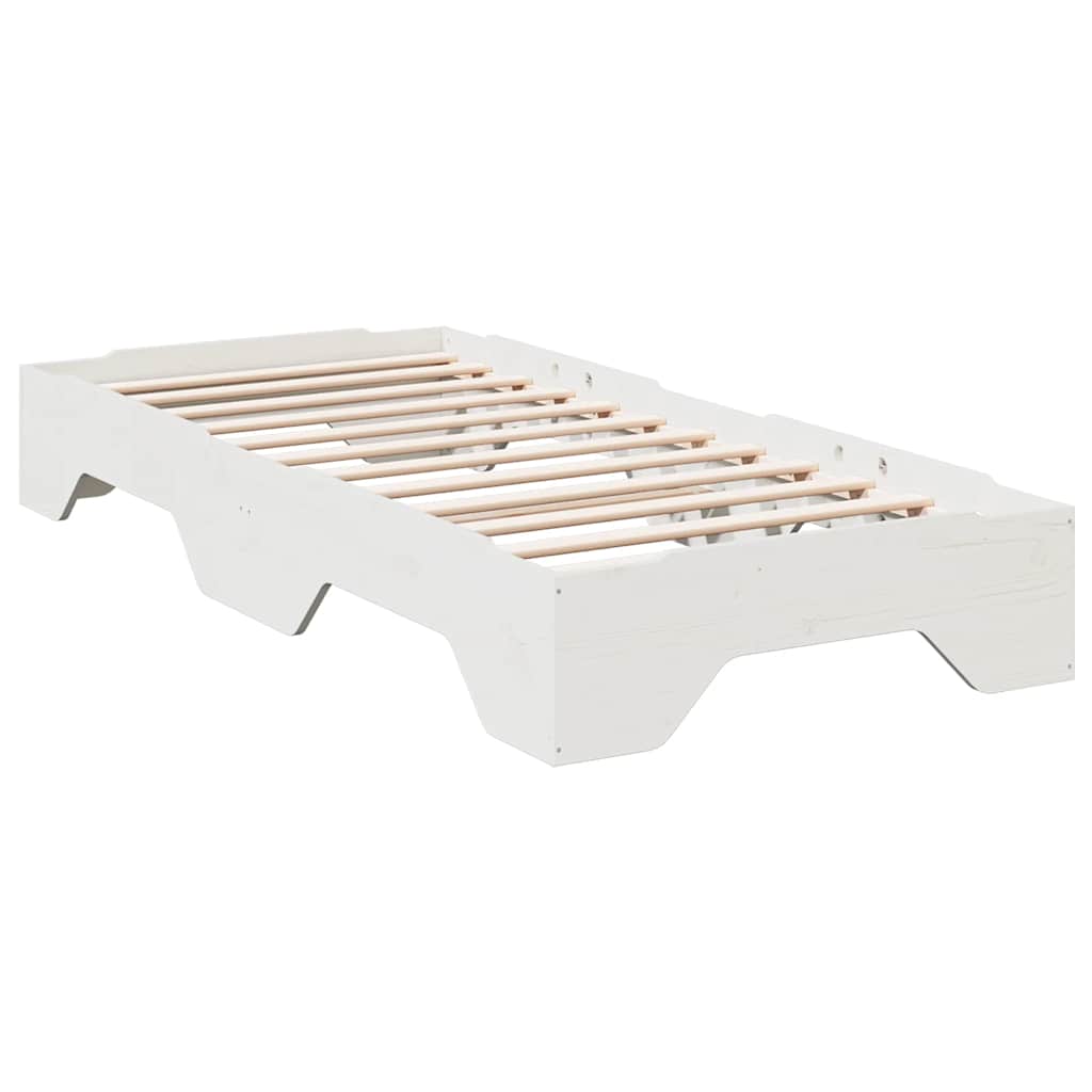 Sengeramme uten madrass stablebare hvit 75x190 cm heltre
