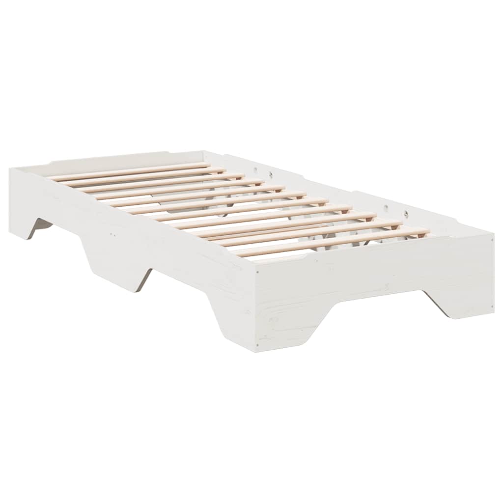 Sengeramme uten madrass stablebare hvit 75x190 cm heltre