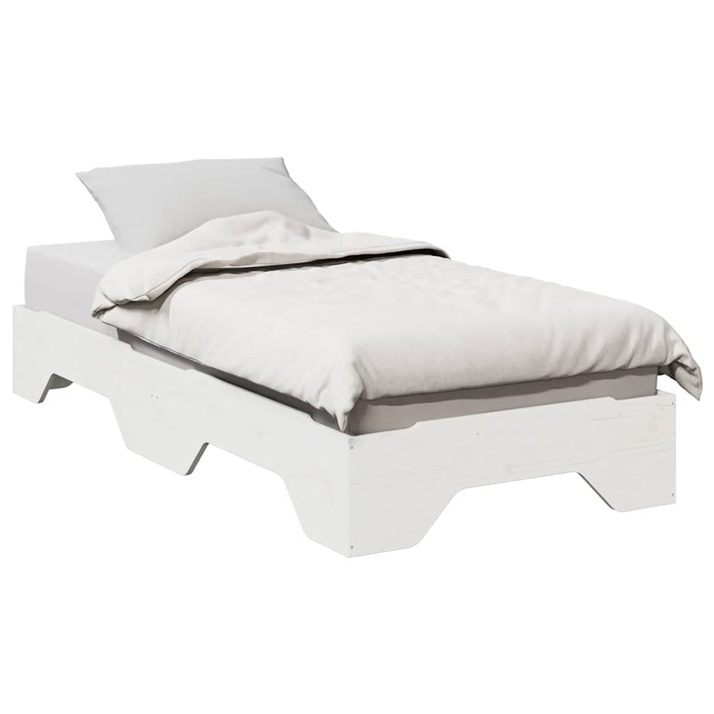 Sengeramme uten madrass stablebare hvit 75x190 cm heltre