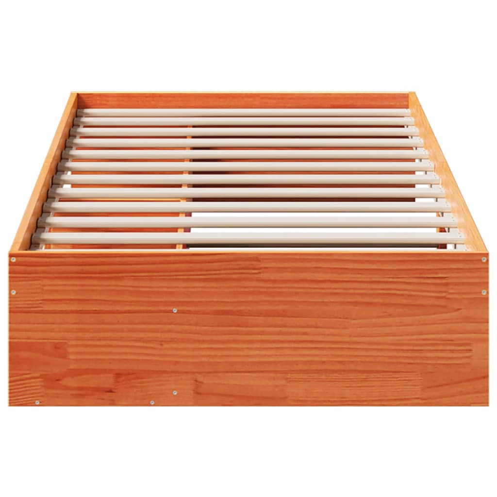Seng med madrass voksbrun 90x200 cm heltre furu
