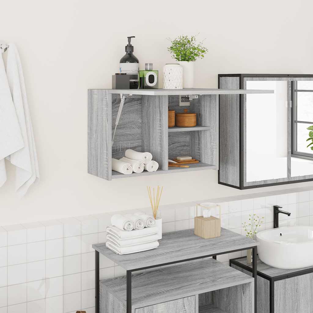 Veggskap til baderom grå sonoma 60x25x40 cm konstruert tre
