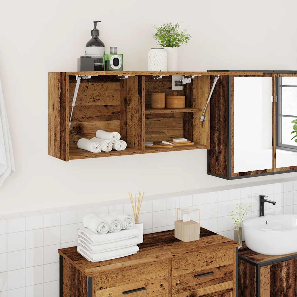 Veggskap til baderom gammelt tre 80x25x40 cm konstruert tre