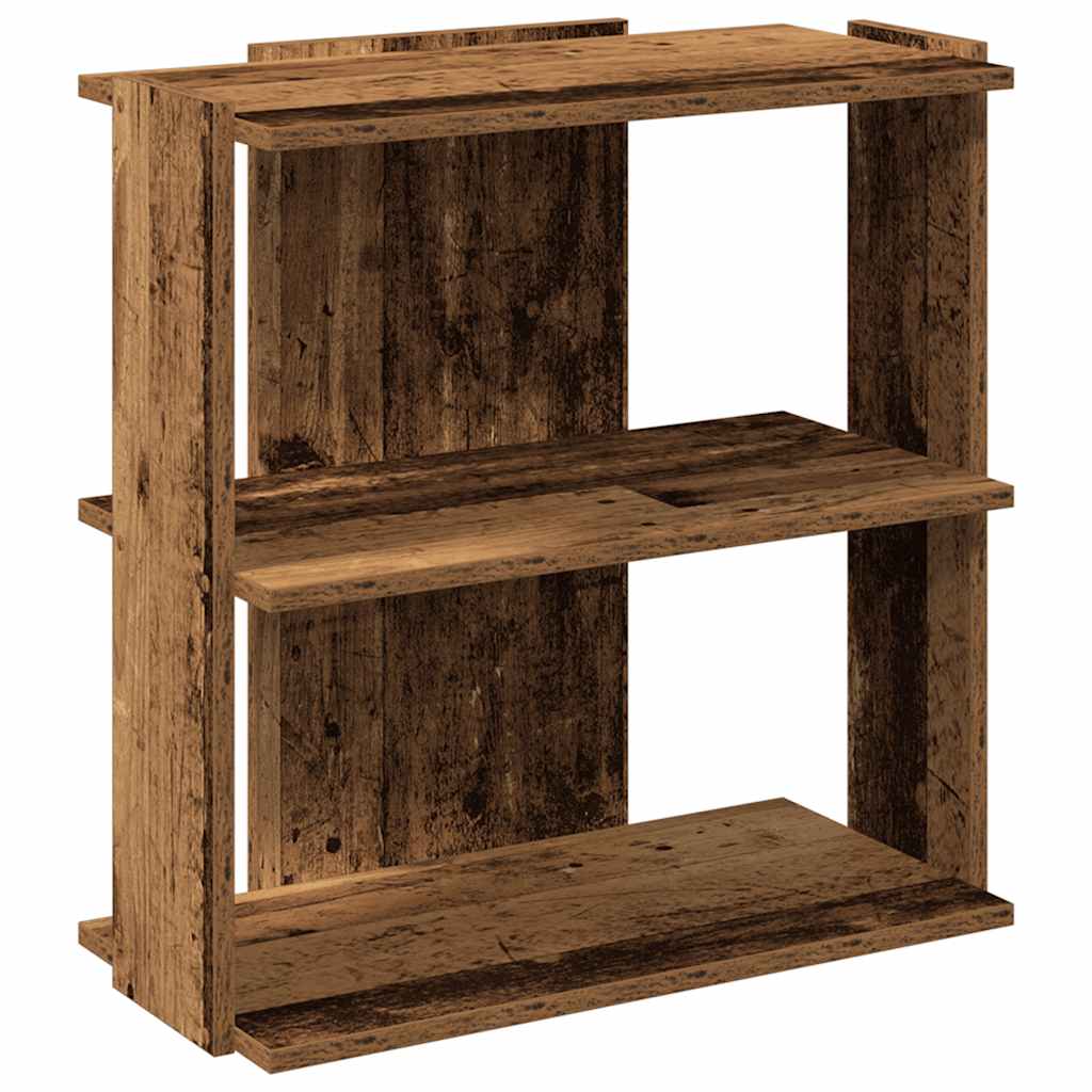 Bokhylle 3 etasjer gammelt tre 60x30x60 cm konstruert tre