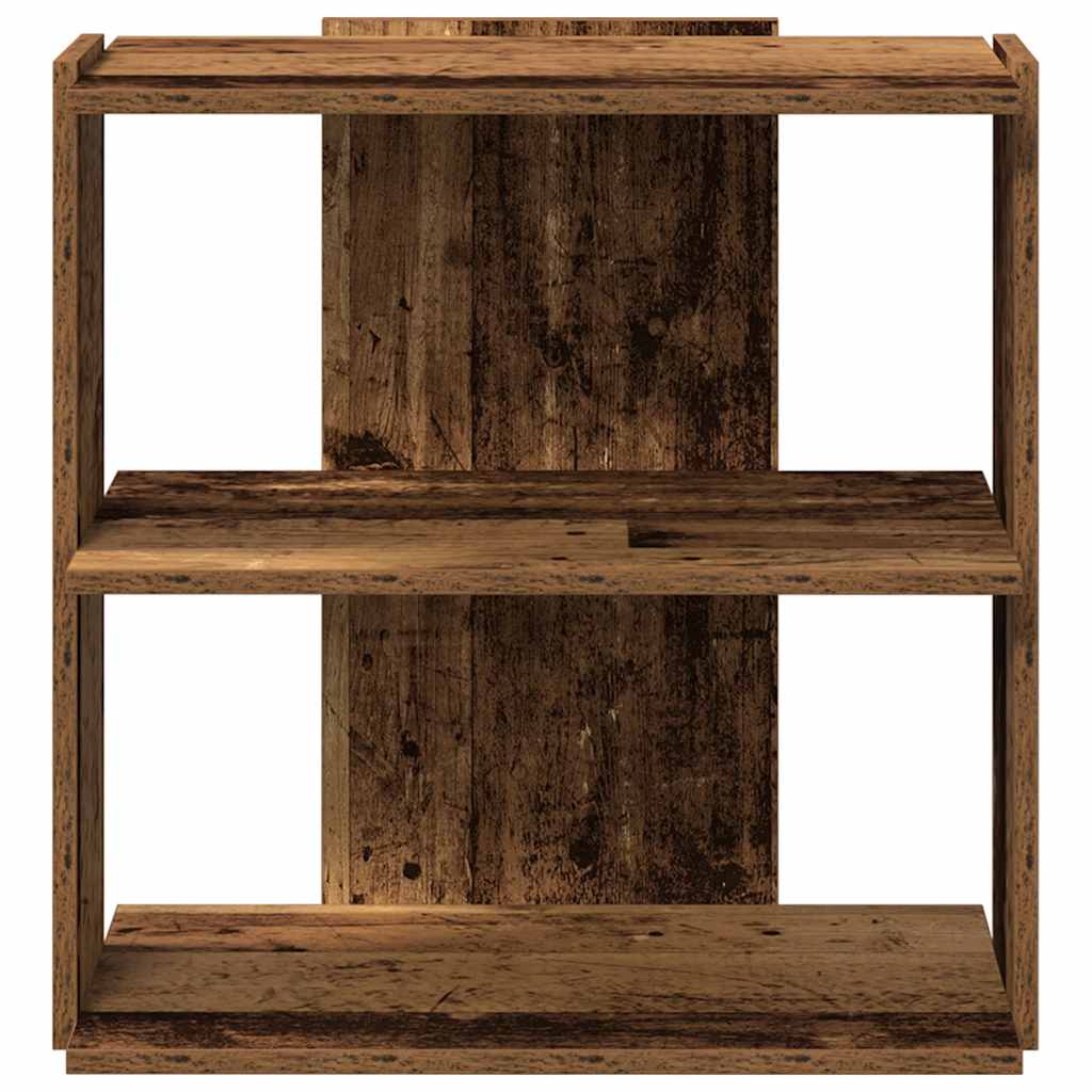 Bokhylle 3 etasjer gammelt tre 60x30x60 cm konstruert tre