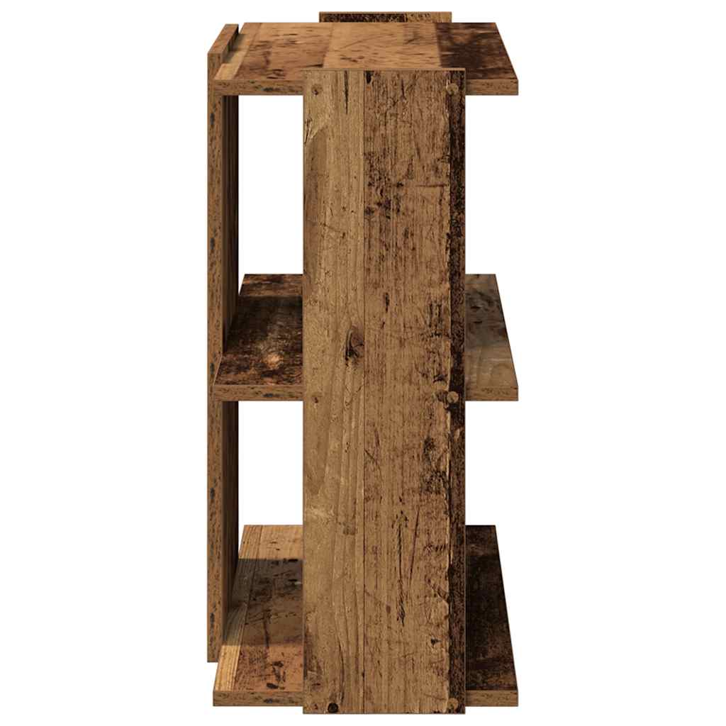 Bokhylle 3 etasjer gammelt tre 60x30x60 cm konstruert tre