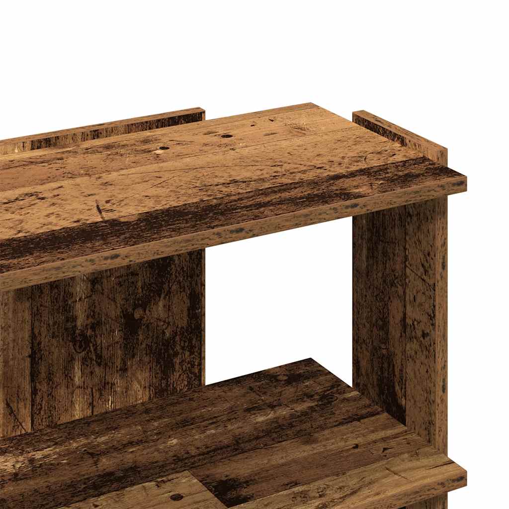 Bokhylle 3 etasjer gammelt tre 60x30x60 cm konstruert tre