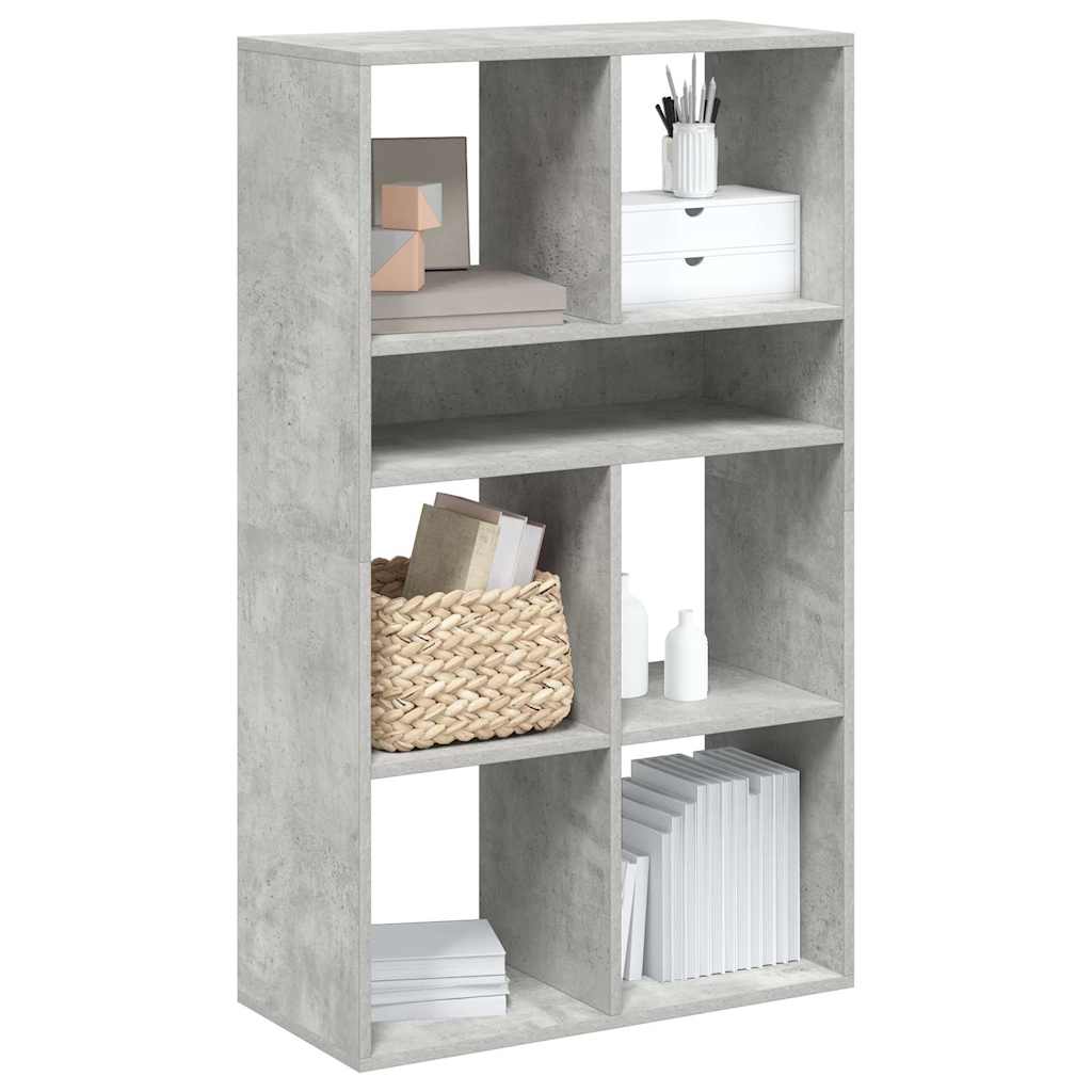 Bokhylle betonggrå 66x31x112 cm konstruert tre