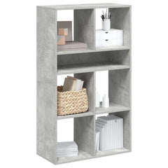 Bokhylle betonggrå 66x31x112 cm konstruert tre
