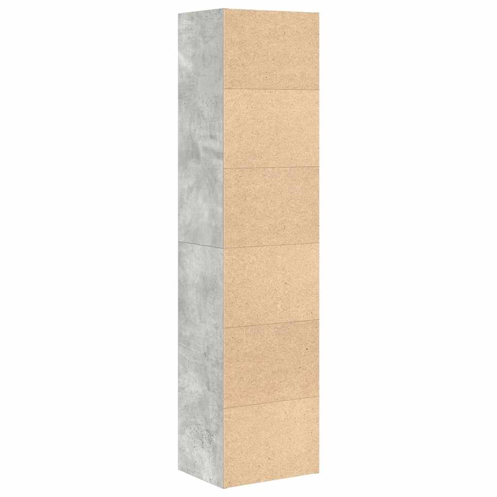 Bokhylle betonggrå 31x24x127 cm konstruert tre