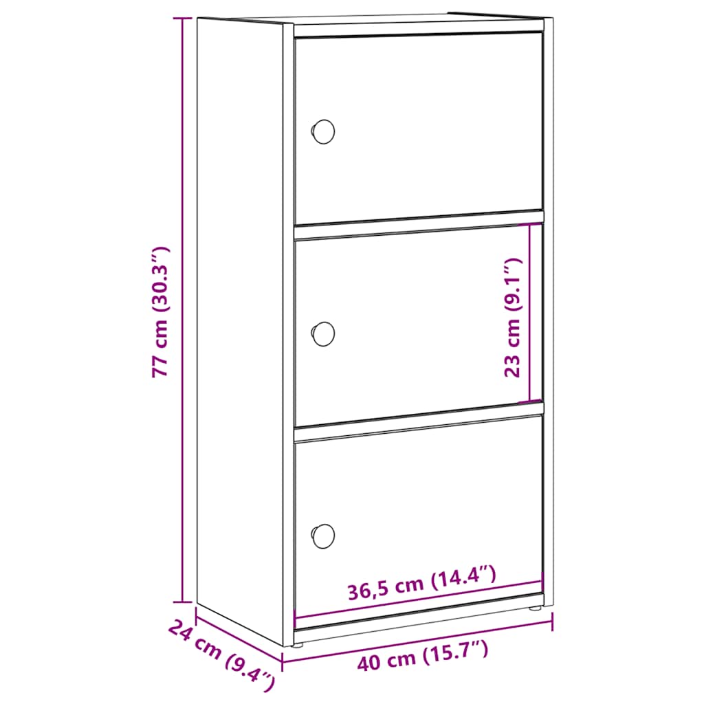 Bokhylle svart eik 40x24x77 cm konstruert tre