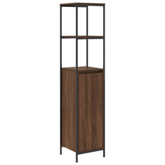 Baderomsskap med hyller brun eik 36x35x165 cm