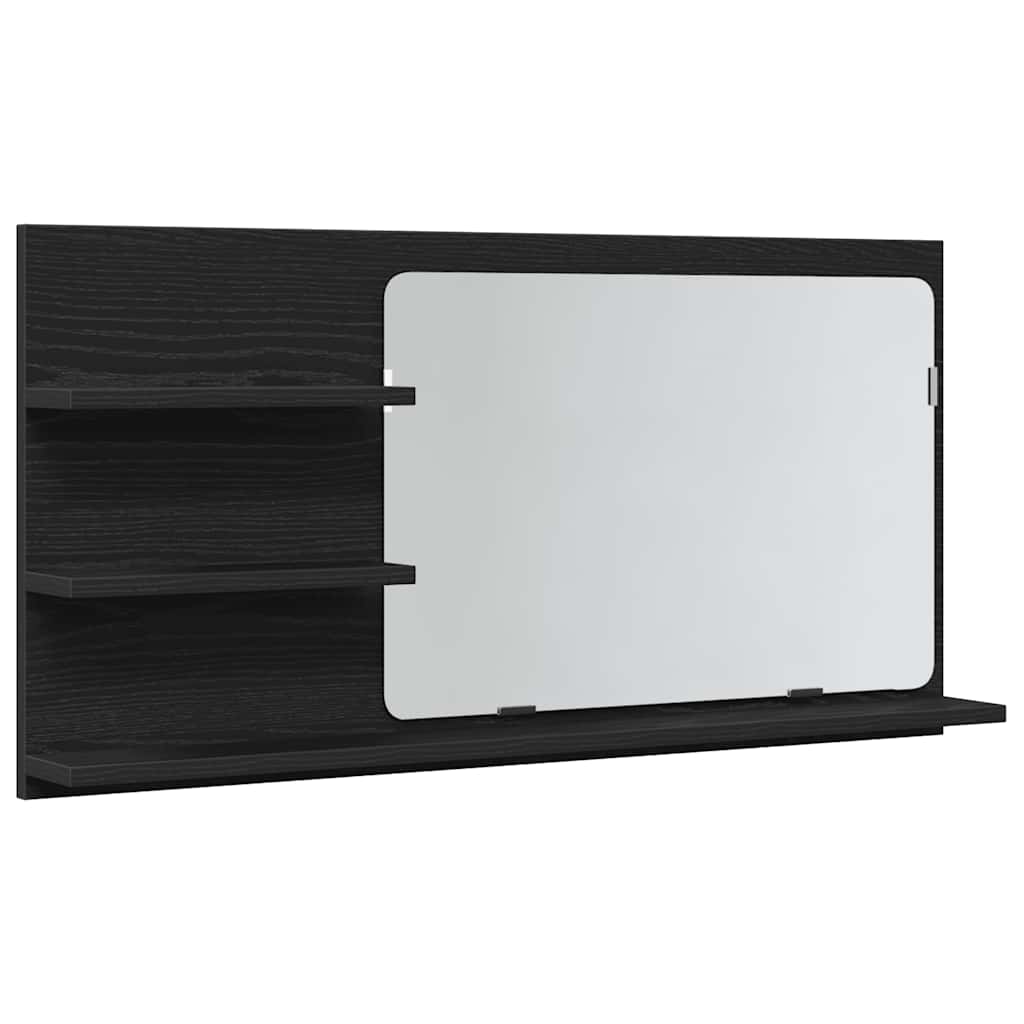 Baderomsspeilskap svart eik 90x11x45 cm konstruert tre