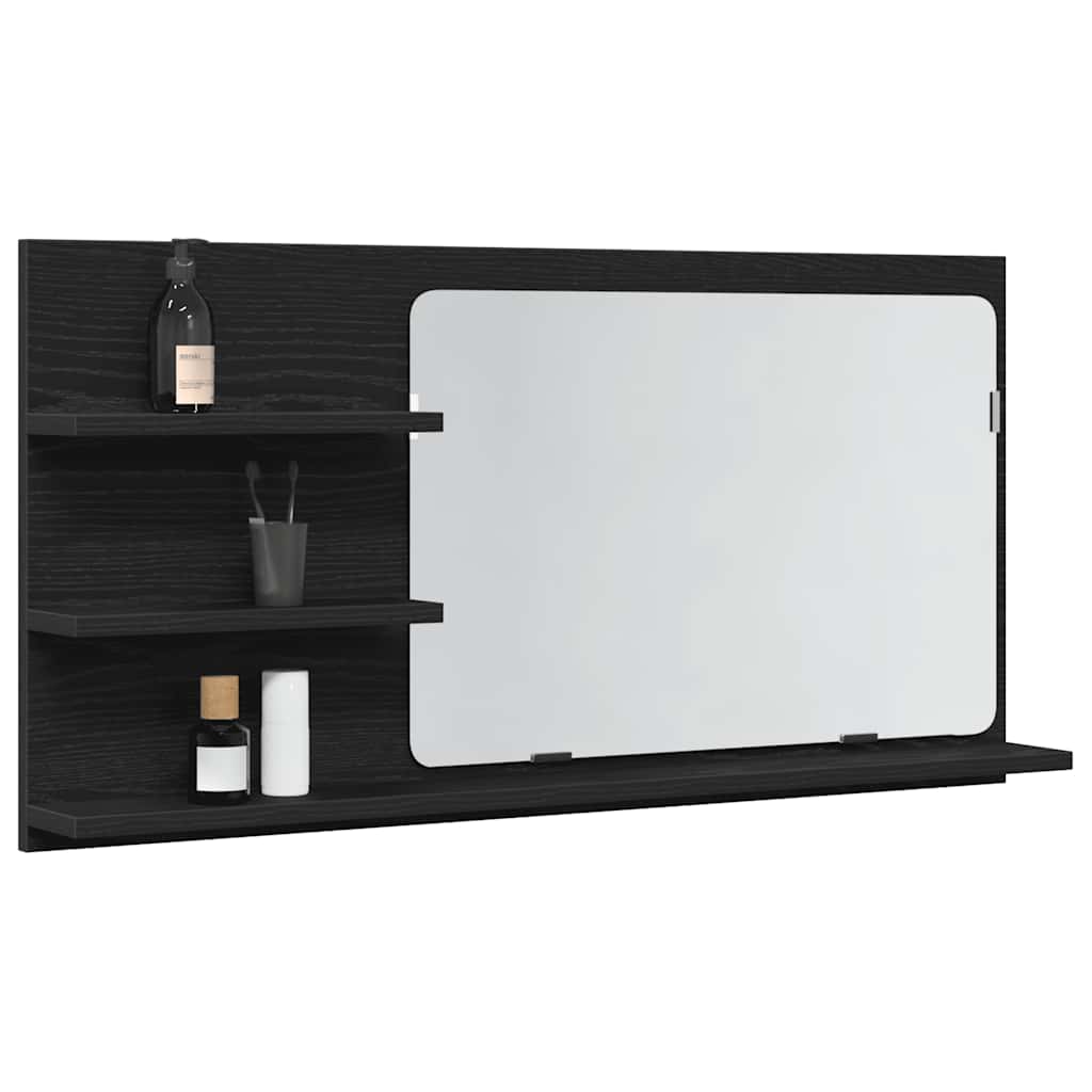 Baderomsspeilskap svart eik 90x11x45 cm konstruert tre