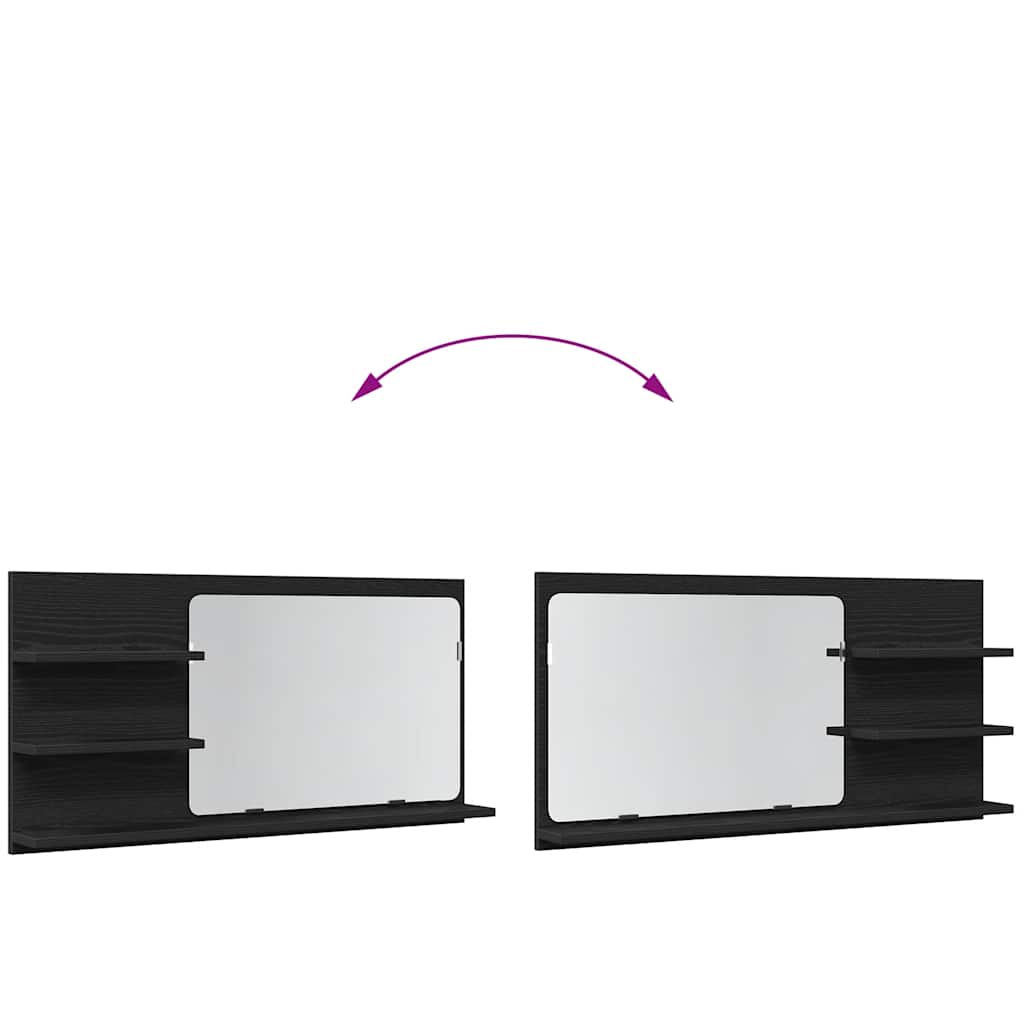 Baderomsspeilskap svart eik 90x11x45 cm konstruert tre