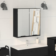 Baderomsskap med speil Svart eik 64 x 20 x 67 cm Konstruert tre