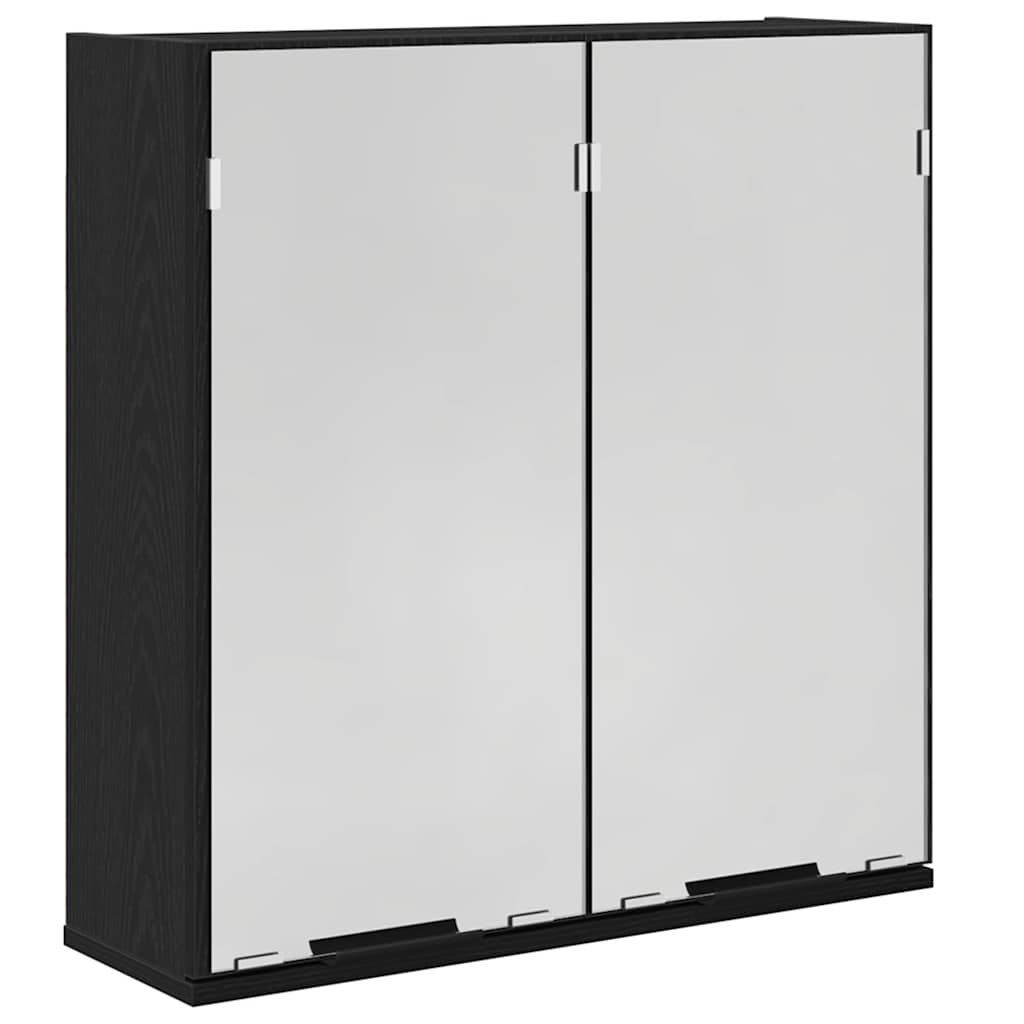 Baderomsskap med speil Svart eik 64 x 20 x 67 cm Konstruert tre