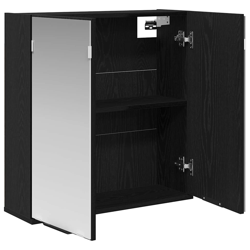 Baderomsskap med speil Svart eik 64 x 20 x 67 cm Konstruert tre