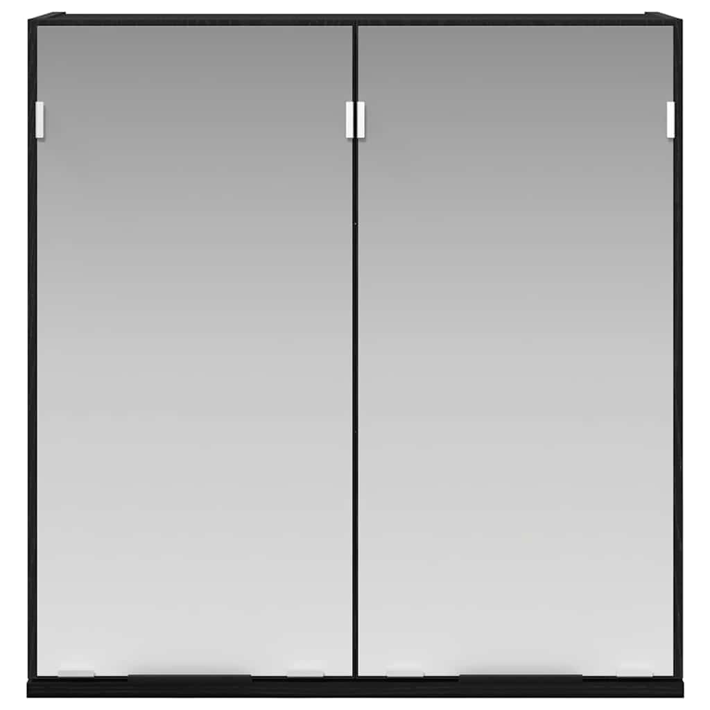 Baderomsskap med speil Svart eik 64 x 20 x 67 cm Konstruert tre