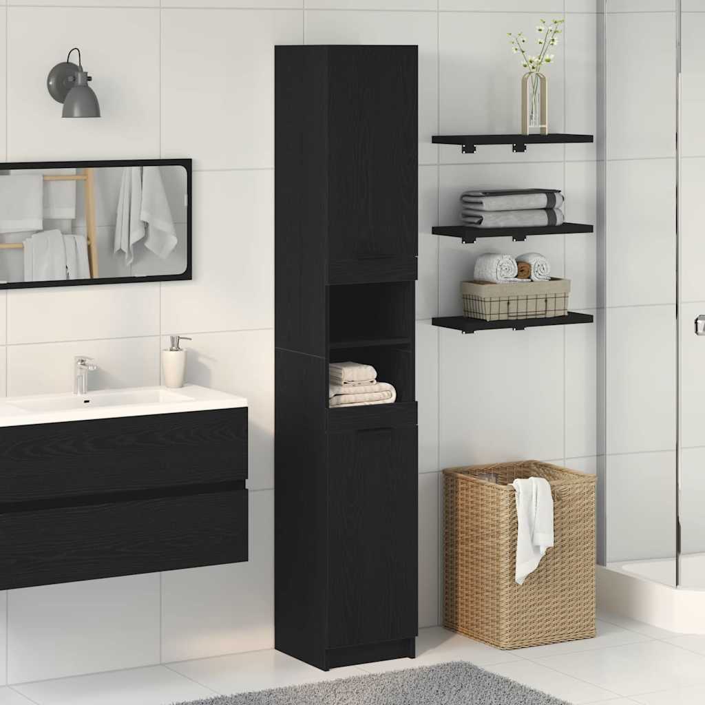 Baderomsskap Svart eik 32 x 34 x 188.5 cm Konstruert tre