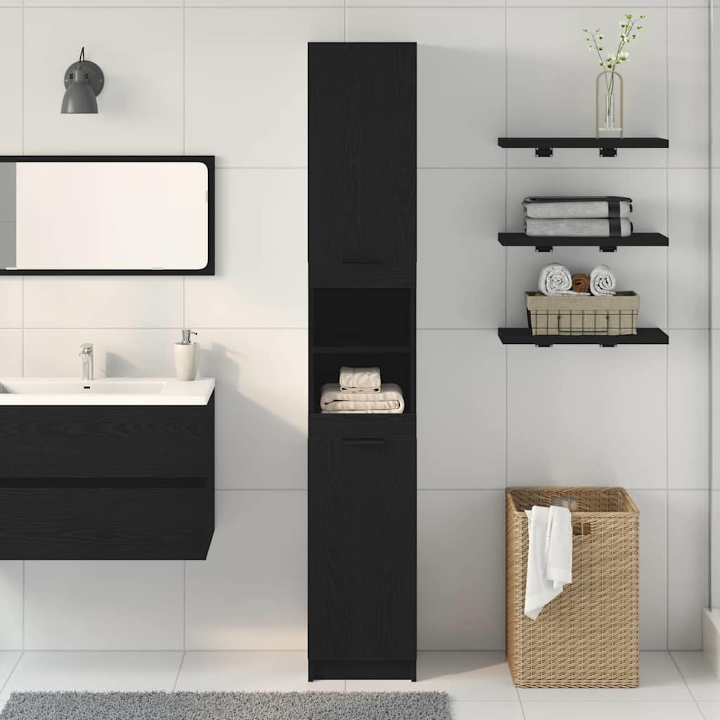 Baderomsskap Svart eik 32 x 34 x 188.5 cm Konstruert tre