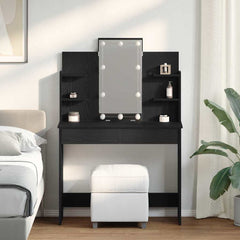 Sminkebord med skuff Svart eik 96 x 40 x 142 cm Konstruert tre