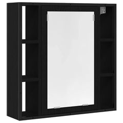 Baderomsskap med speil svart eik 60x16x60 cm konstruert tre