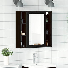 Baderomsskap med speil svart eik 60x16x60 cm konstruert tre