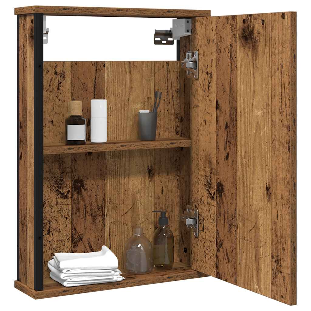 Baderomshylle med speil gammelt tre 42x12x60 cm konstruert tre