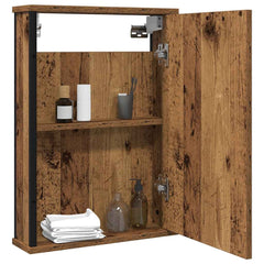 Baderomshylle med speil gammelt tre 42x12x60 cm konstruert tre