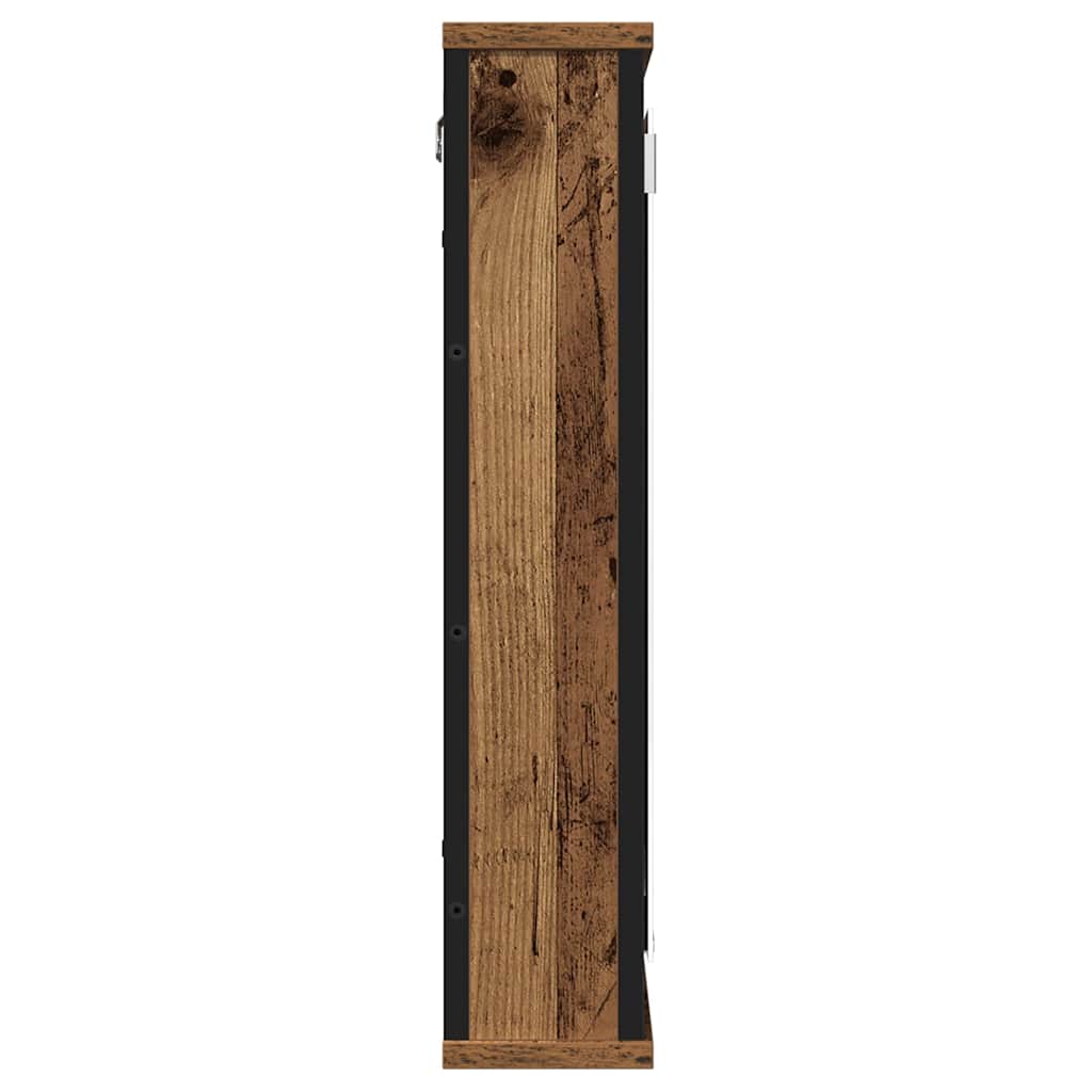 Baderomshylle med speil gammelt tre 42x12x60 cm konstruert tre