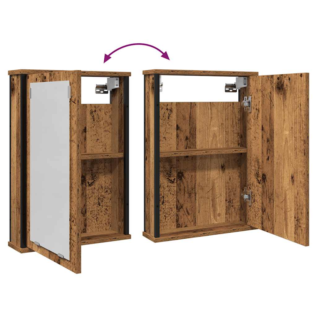 Baderomshylle med speil gammelt tre 42x12x60 cm konstruert tre