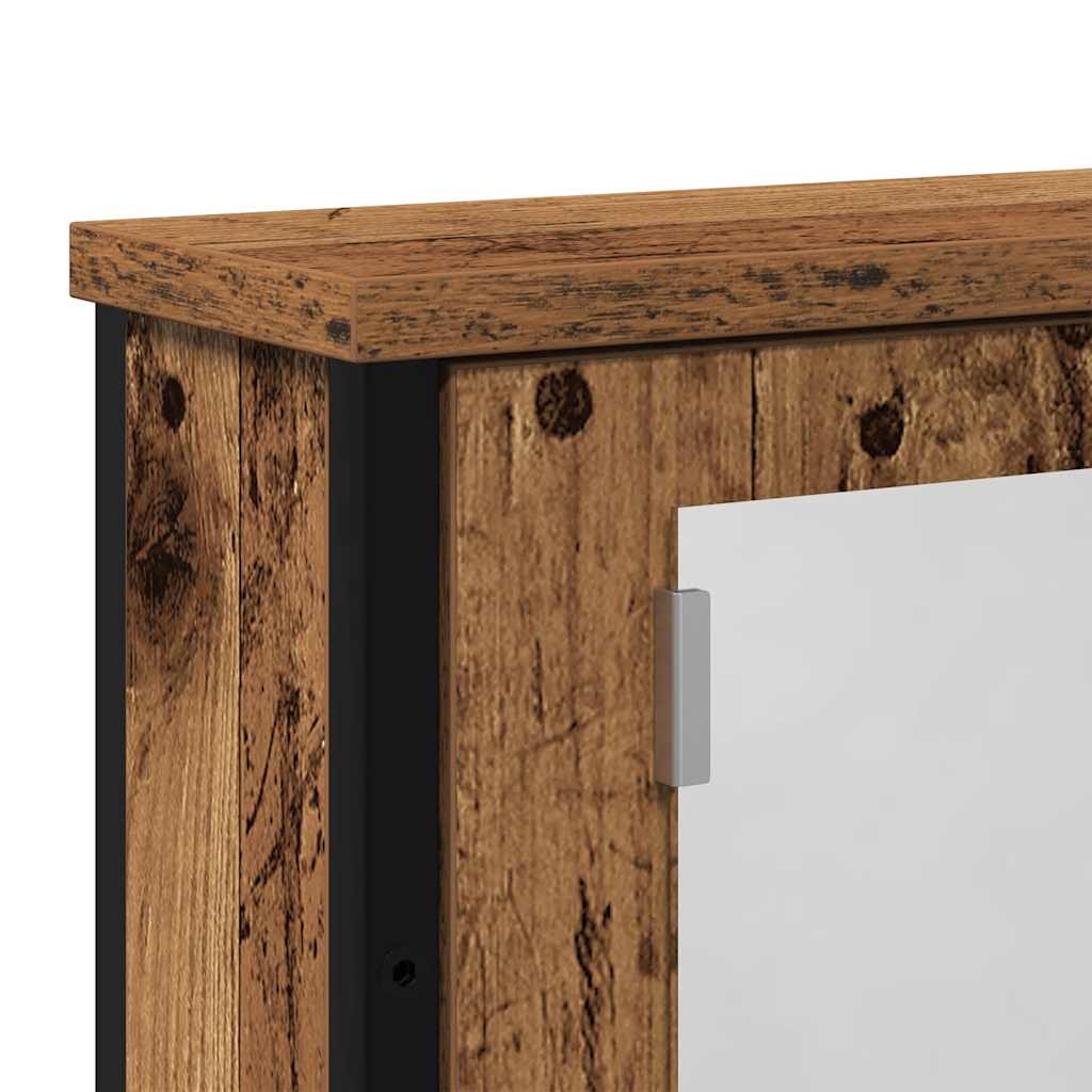 Baderomshylle med speil gammelt tre 42x12x60 cm konstruert tre