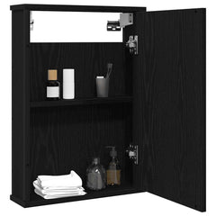 Baderomsskap med speil svart eik 42x12x60 cm konstruert tre