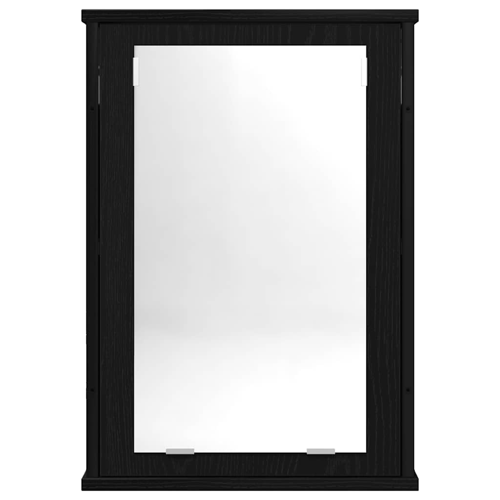 Baderomsskap med speil svart eik 42x12x60 cm konstruert tre