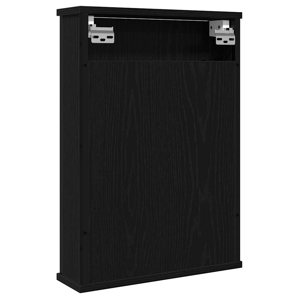 Baderomsskap med speil svart eik 42x12x60 cm konstruert tre