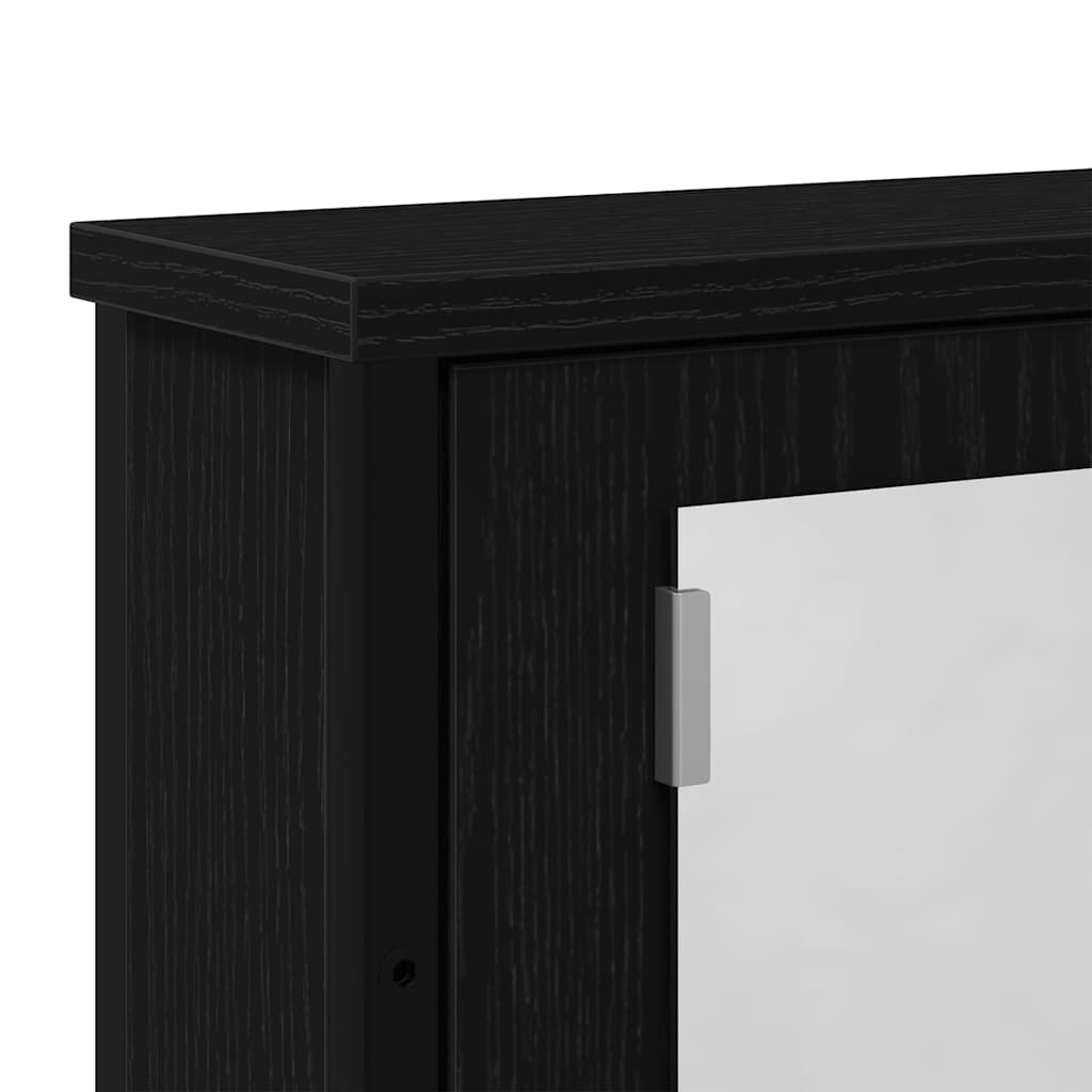 Baderomsskap med speil svart eik 42x12x60 cm konstruert tre