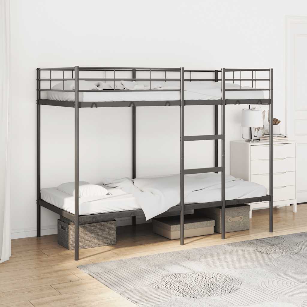 Køyeseng uten madrass svart 90x200 cm stål