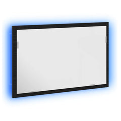Baderomsspeil med LED-lys svart eik 60x8,5x37 cm