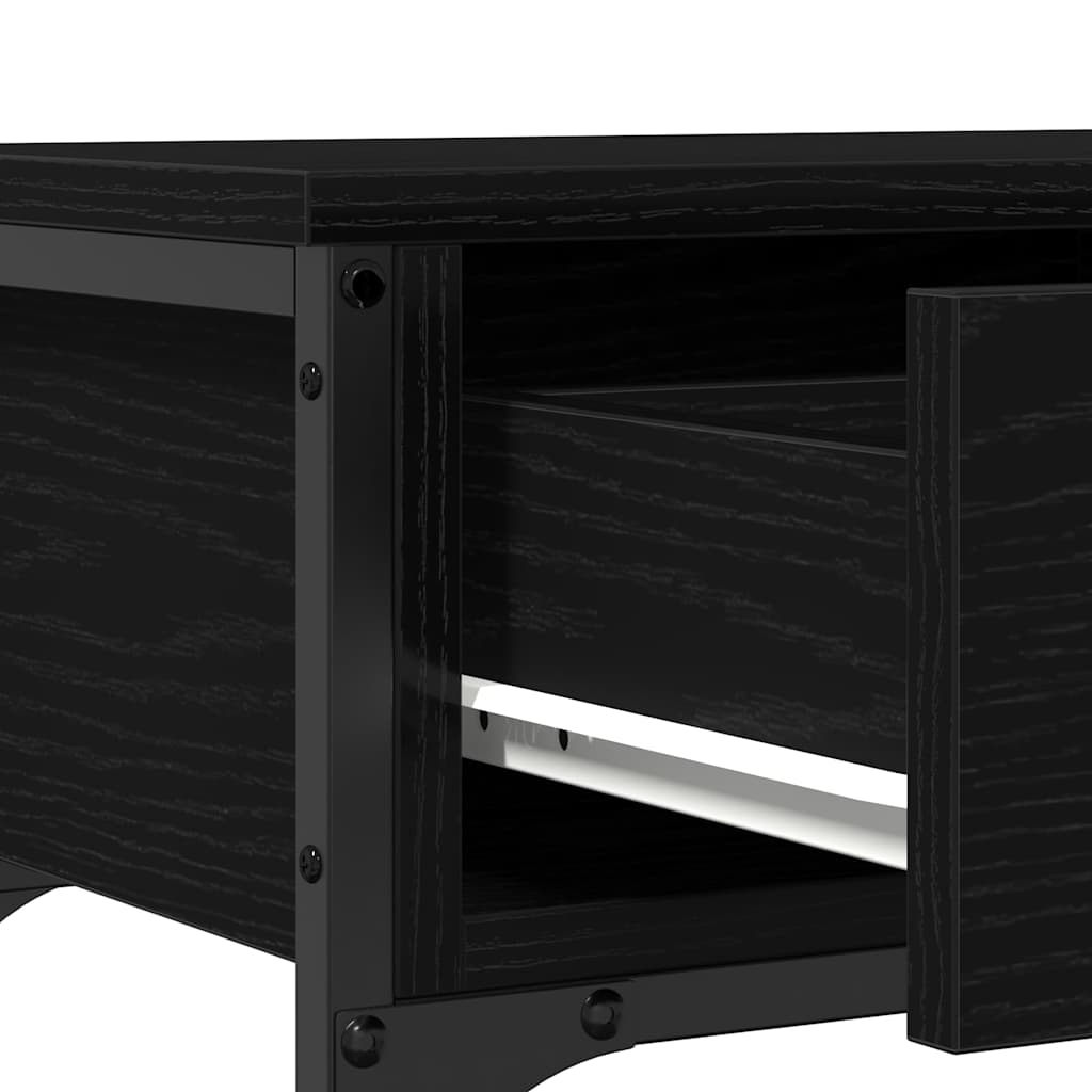Konsollbord Svart Eik 72,5x25x75 cm Konstruert Tre & Stål