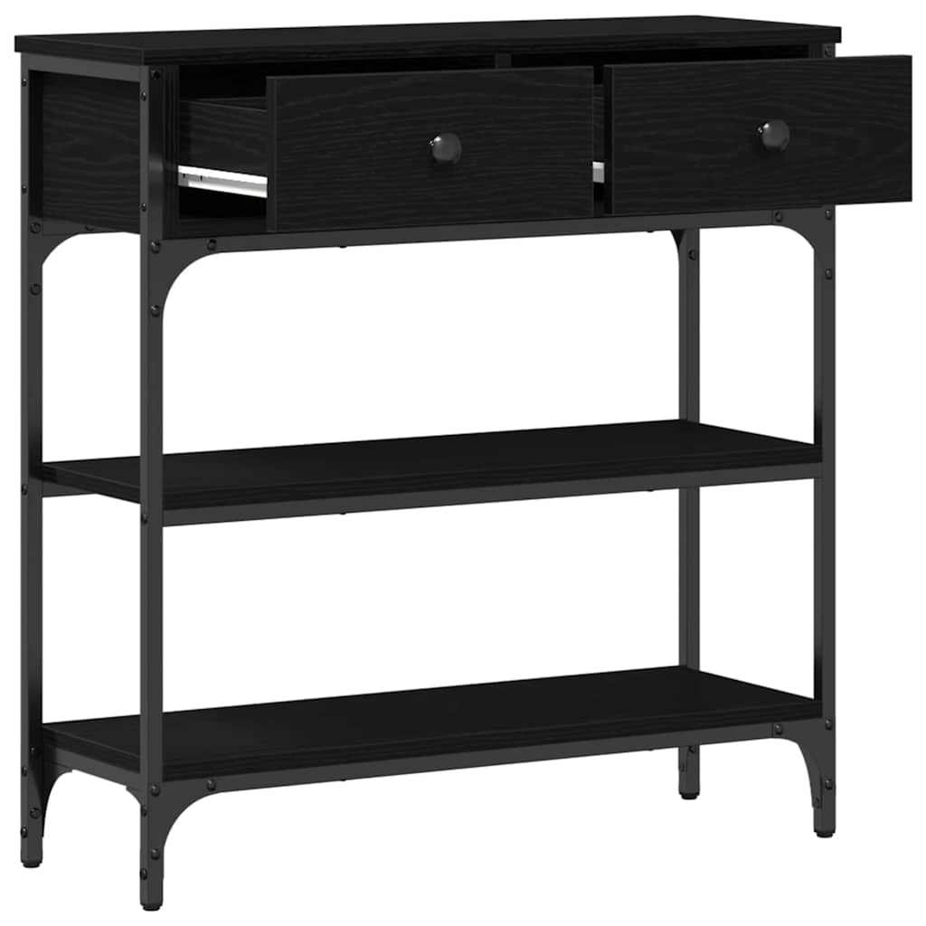 Konsollbord Svart Eik 72,5x25x75 cm Konstruert Tre & Stål
