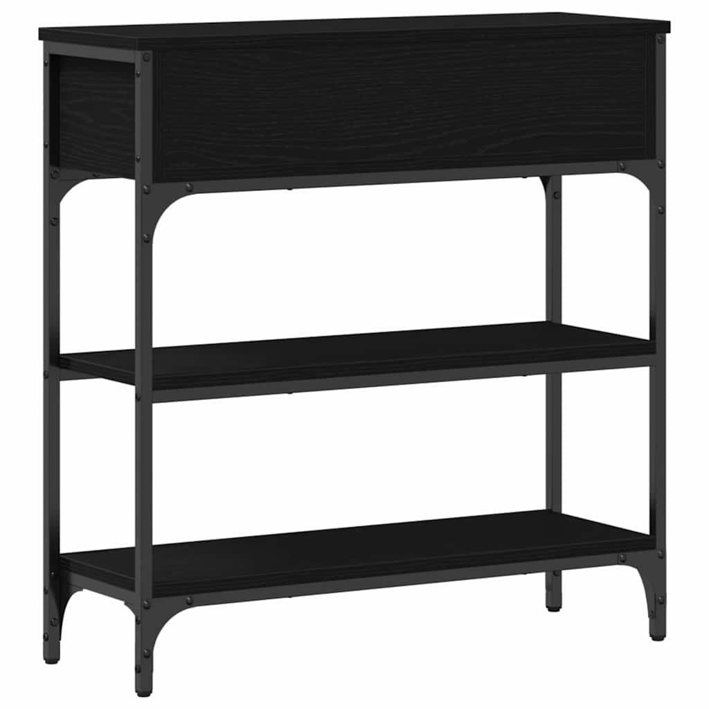Konsollbord Svart Eik 72,5x25x75 cm Konstruert Tre & Stål