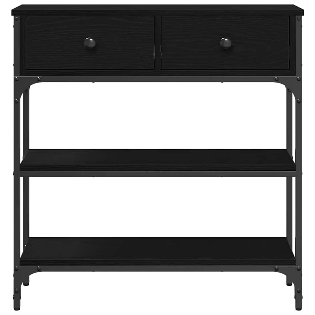 Konsollbord Svart Eik 72,5x25x75 cm Konstruert Tre & Stål