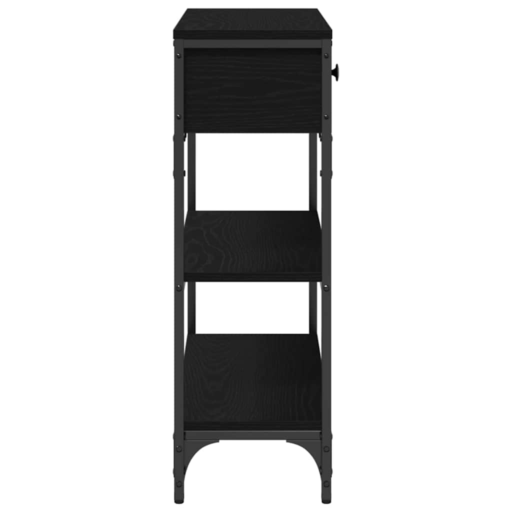 Konsollbord Svart Eik 72,5x25x75 cm Konstruert Tre & Stål