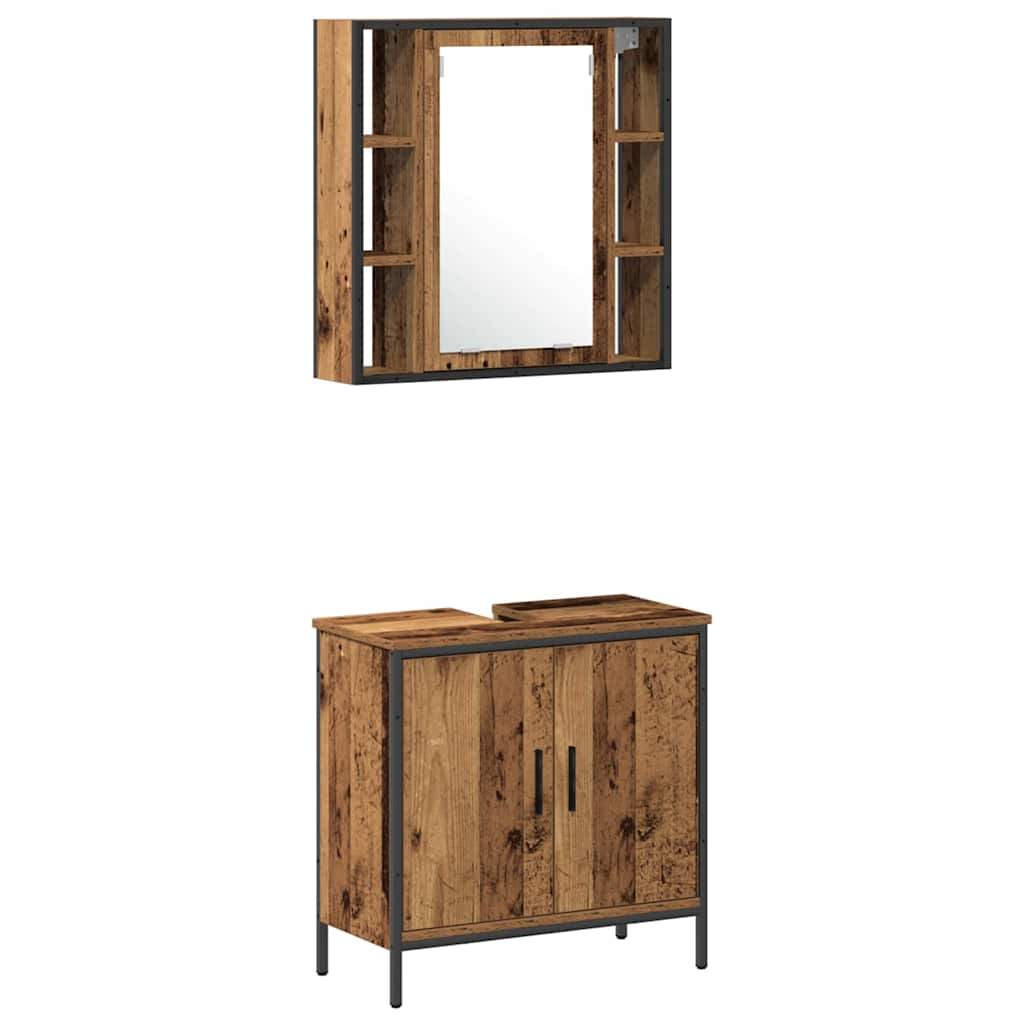 Baderomsspeilskap 3 pcs Brun 33 x 33 x 185.5 cm Konstruert tre