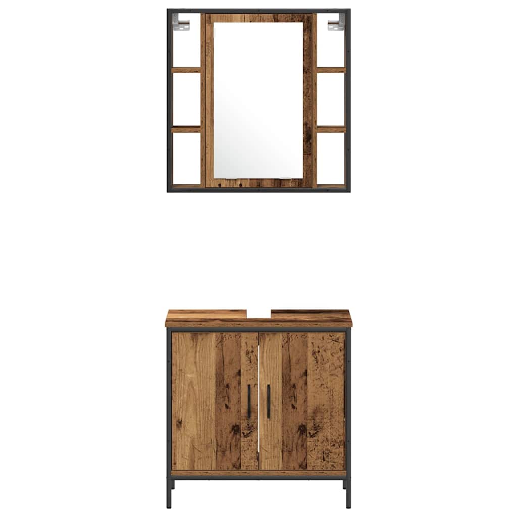 Baderomsspeilskap 3 pcs Brun 33 x 33 x 185.5 cm Konstruert tre