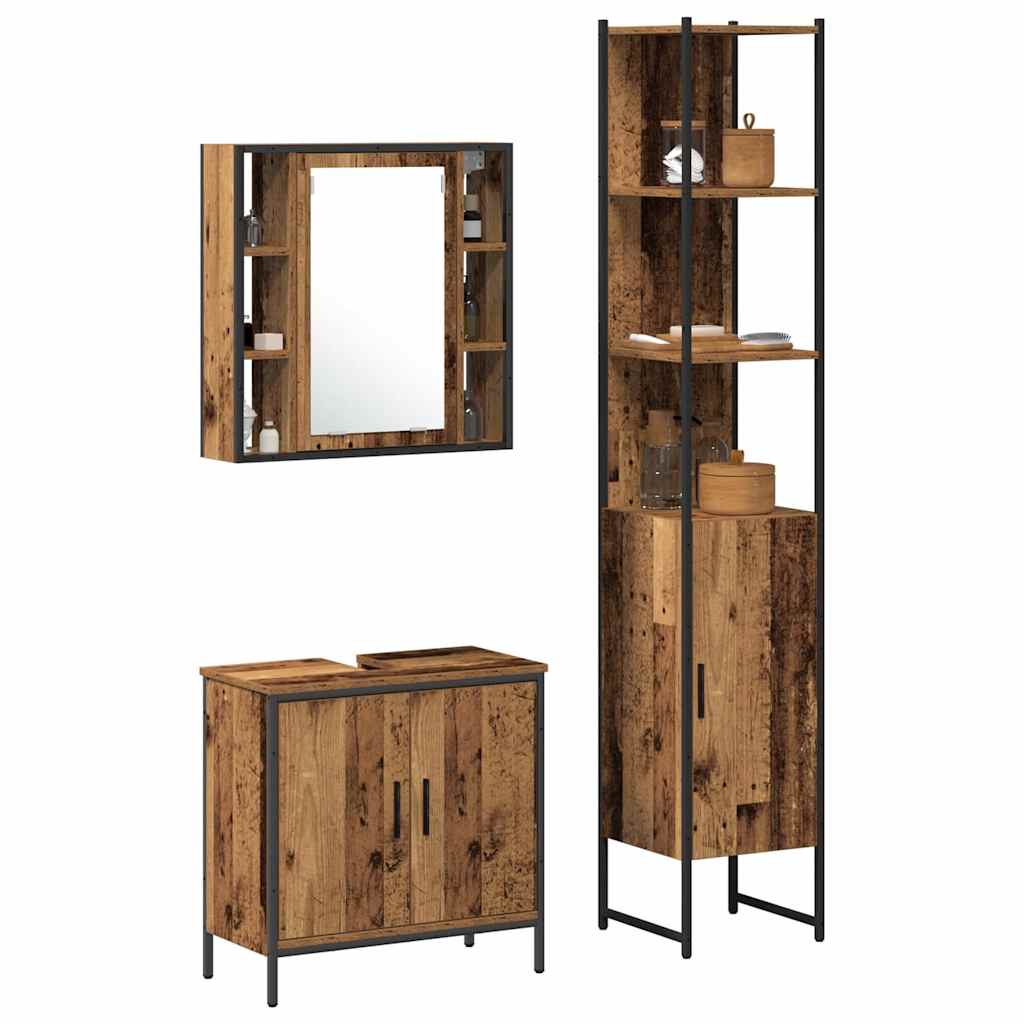Baderomsspeilskap 3 pcs Brun 33 x 33 x 185.5 cm Konstruert tre